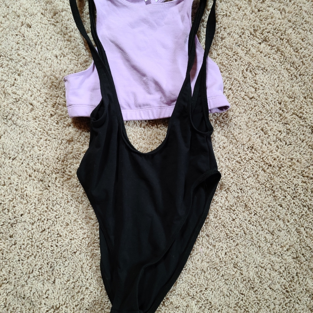 Out from Under bodysuit sz XS purple and black